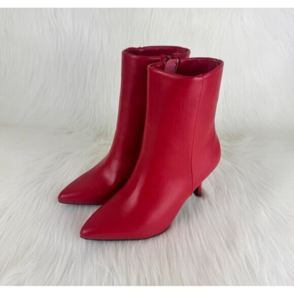 New Women's Qupid Portia Faux Leather Ankle Boots Bootie Shoes Red - Picture 10 of 13